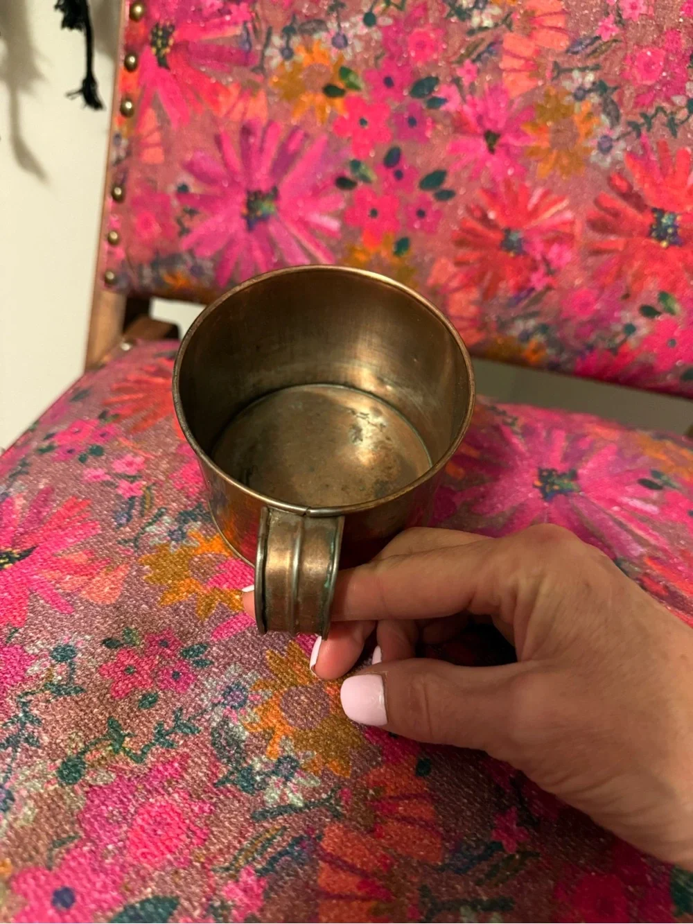 Polished Copper Cup with Handle - Shiny Warm Copper Finish